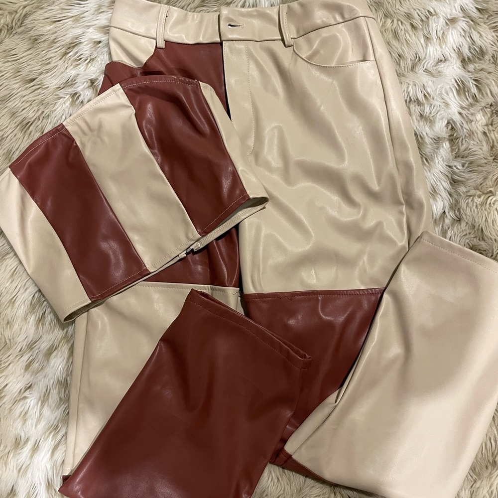 Blue blush pleather color block set